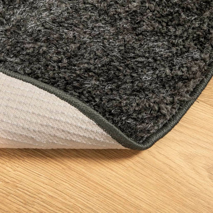 Teppich ISTAN Hochflor Glänzend Anthrazit Ø 80 cm