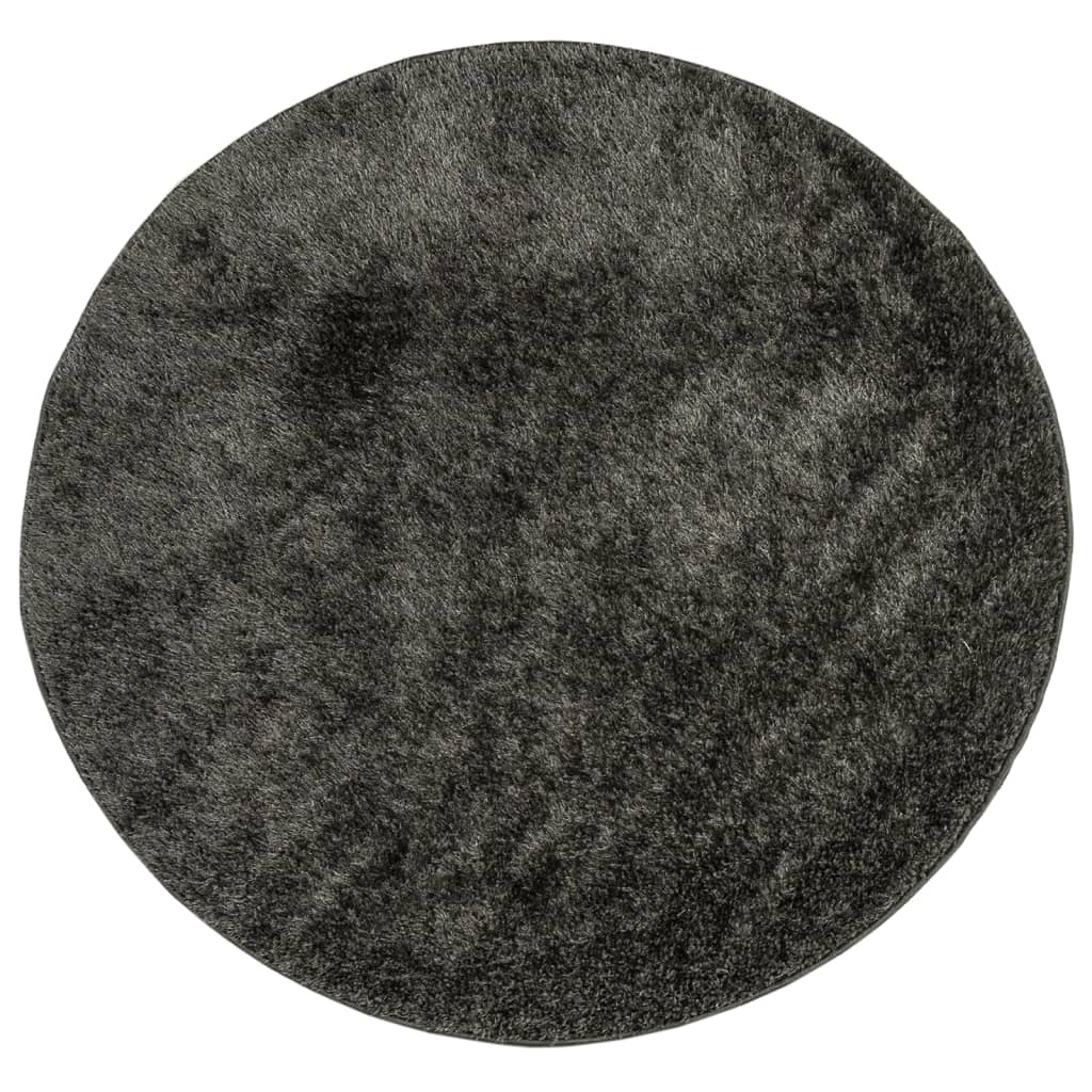 Teppich ISTAN Hochflor Glänzend Anthrazit Ø 100 cm
