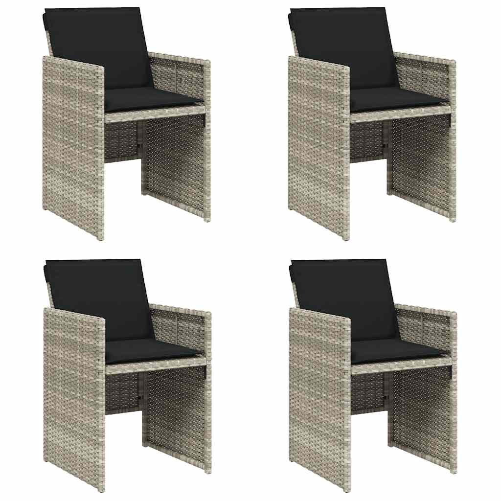 Gartenstühle mit Kissen 4 Stk. Hellgrau Poly Rattan