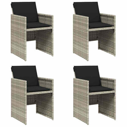 Gartenstühle mit Kissen 4 Stk. Hellgrau Poly Rattan