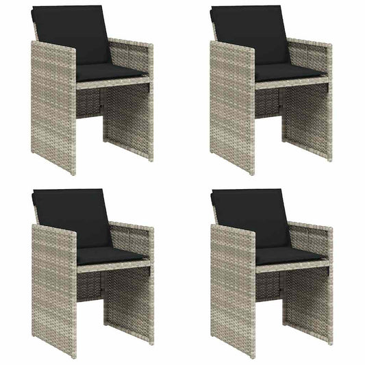Gartenstühle mit Kissen 4 Stk. Hellgrau Poly Rattan
