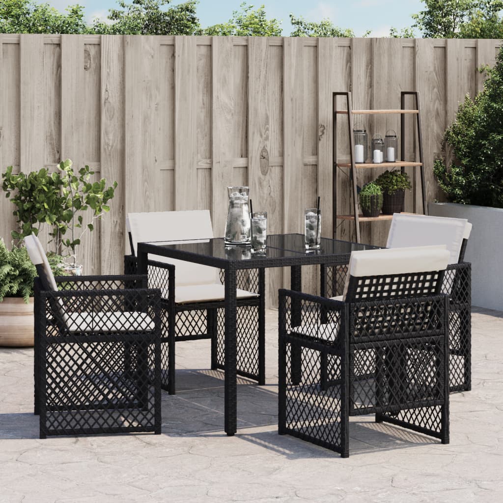 Gartenstühle mit Kissen 4 Stk. Schwarz Poly Rattan