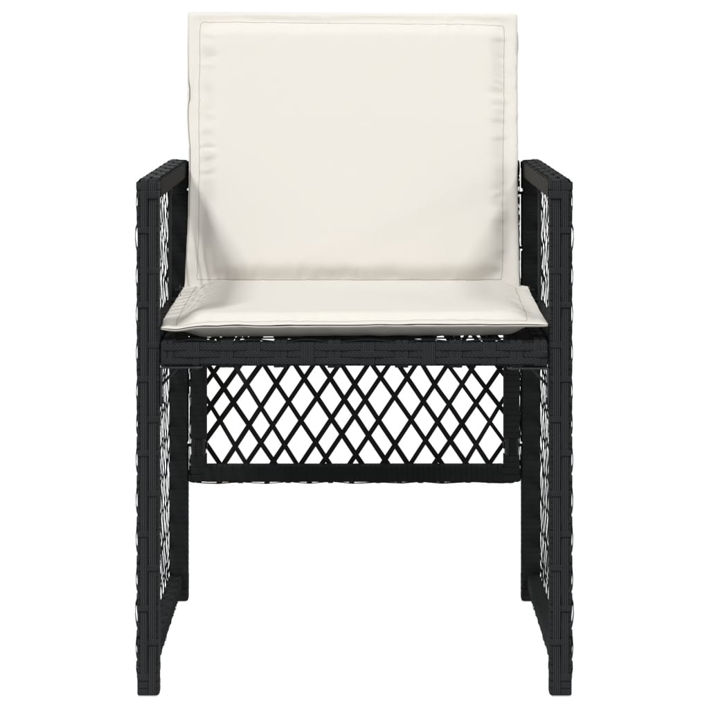 Gartenstühle mit Kissen 4 Stk. Schwarz Poly Rattan