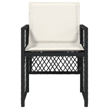 Gartenstühle mit Kissen 4 Stk. Schwarz Poly Rattan