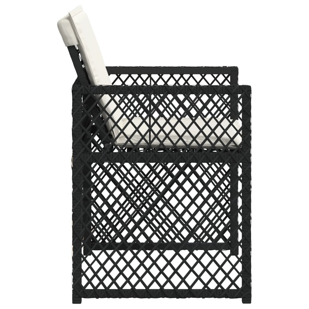 Gartenstühle mit Kissen 4 Stk. Schwarz Poly Rattan