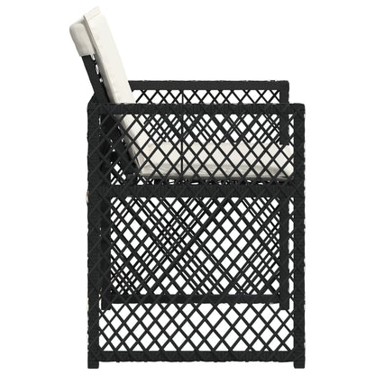 Gartenstühle mit Kissen 4 Stk. Schwarz Poly Rattan