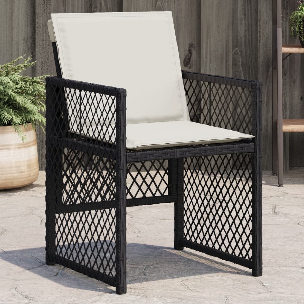 Gartenstühle mit Kissen 4 Stk. Schwarz Poly Rattan