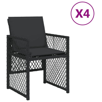 Gartenstühle mit Kissen 4 Stk. Schwarz Poly Rattan