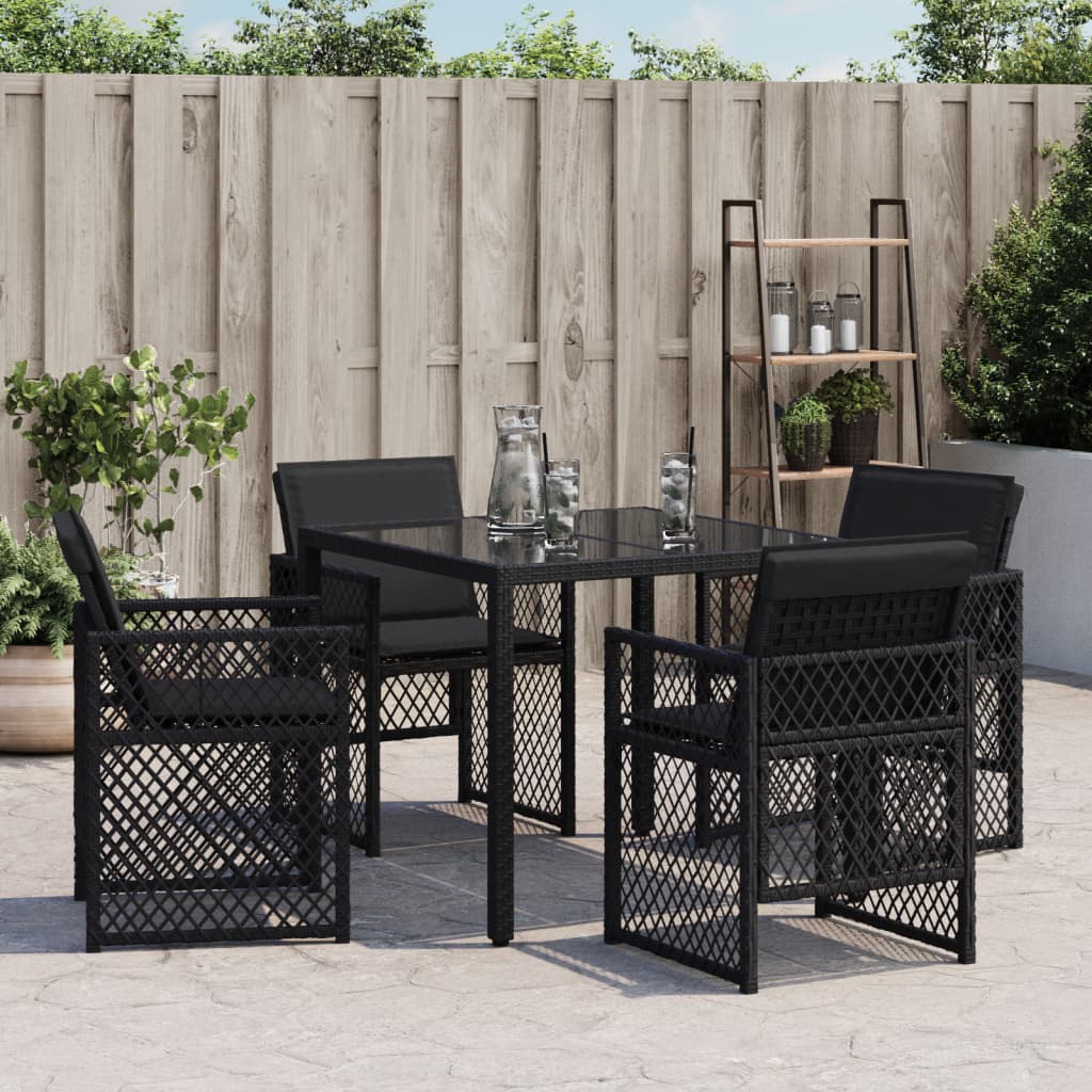 Gartenstühle mit Kissen 4 Stk. Schwarz Poly Rattan
