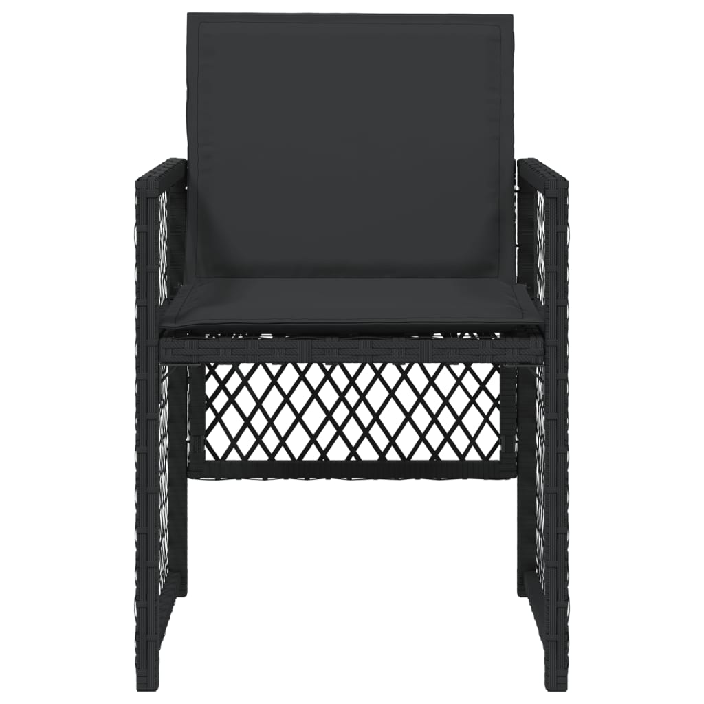 Gartenstühle mit Kissen 4 Stk. Schwarz Poly Rattan