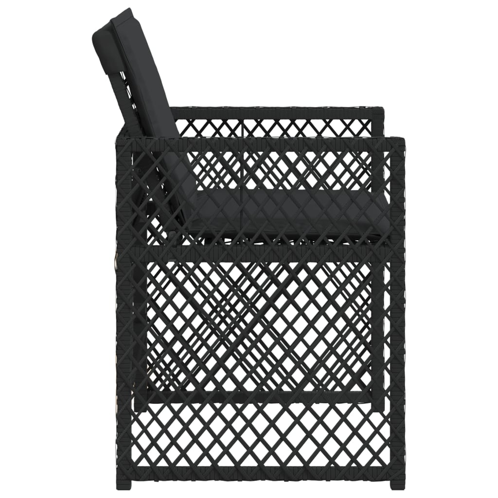 Gartenstühle mit Kissen 4 Stk. Schwarz Poly Rattan