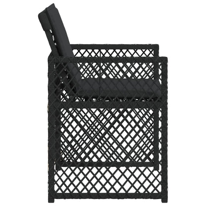Gartenstühle mit Kissen 4 Stk. Schwarz Poly Rattan
