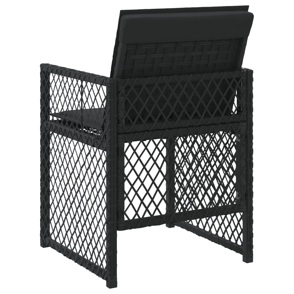 Gartenstühle mit Kissen 4 Stk. Schwarz Poly Rattan