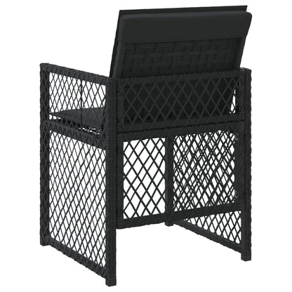 Gartenstühle mit Kissen 4 Stk. Schwarz Poly Rattan