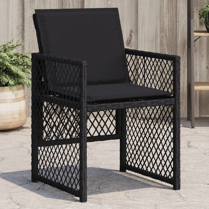 Gartenstühle mit Kissen 4 Stk. Schwarz Poly Rattan