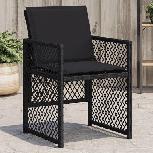 Gartenstühle mit Kissen 4 Stk. Schwarz Poly Rattan