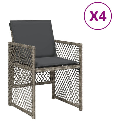 Gartenstühle mit Kissen 4 Stk. Grau Poly Rattan