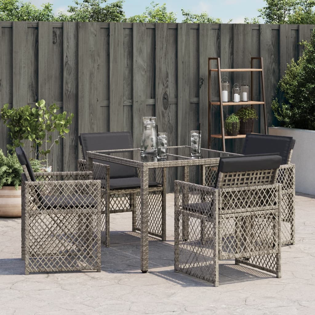 Gartenstühle mit Kissen 4 Stk. Grau Poly Rattan
