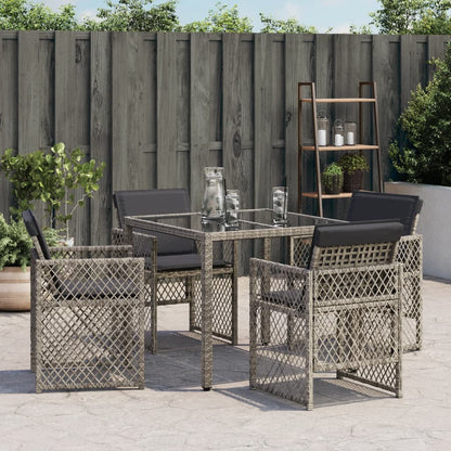Gartenstühle mit Kissen 4 Stk. Grau Poly Rattan
