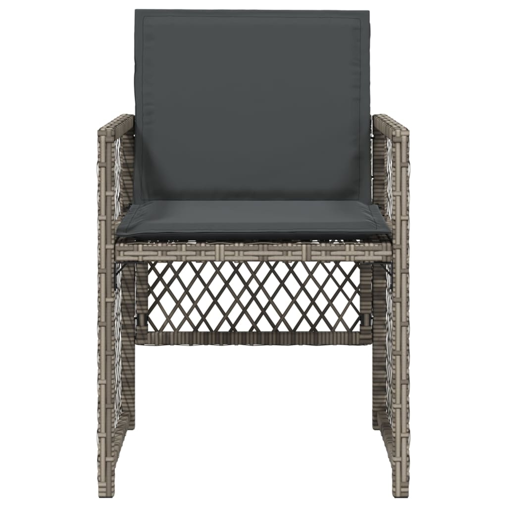 Gartenstühle mit Kissen 4 Stk. Grau Poly Rattan
