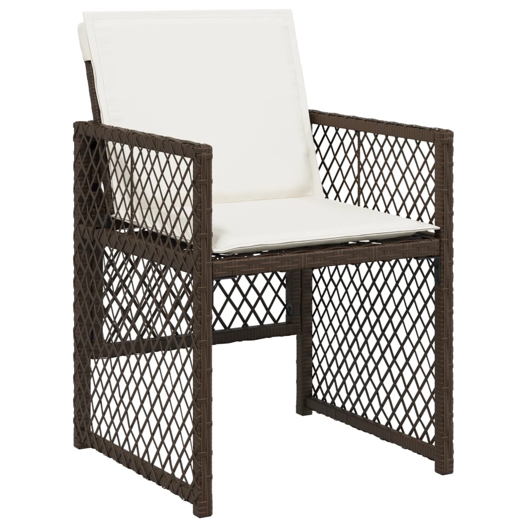 Gartenstühle mit Kissen 4 Stk. Braun Poly Rattan