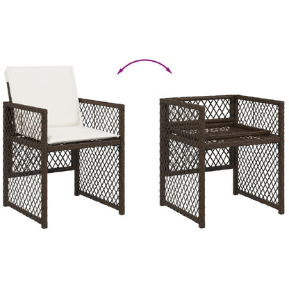 Gartenstühle mit Kissen 4 Stk. Braun Poly Rattan