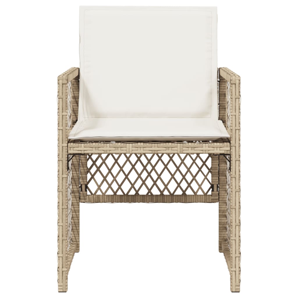 Gartenstühle mit Kissen 4 Stk. Beige Poly Rattan