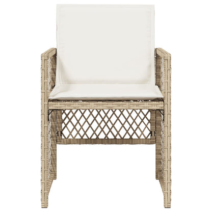 Gartenstühle mit Kissen 4 Stk. Beige Poly Rattan