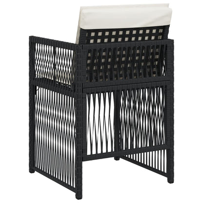 Gartenstühle mit Kissen 4 Stk. Schwarz Poly Rattan