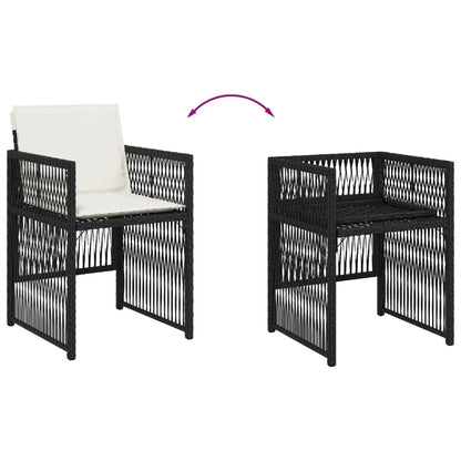 Gartenstühle mit Kissen 4 Stk. Schwarz Poly Rattan
