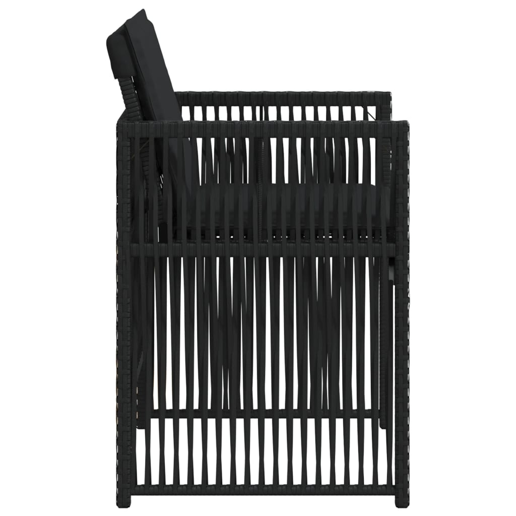 Gartenstühle mit Kissen 4 Stk. Schwarz Poly Rattan
