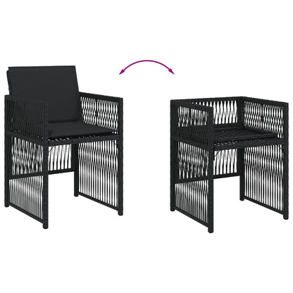 Gartenstühle mit Kissen 4 Stk. Schwarz Poly Rattan