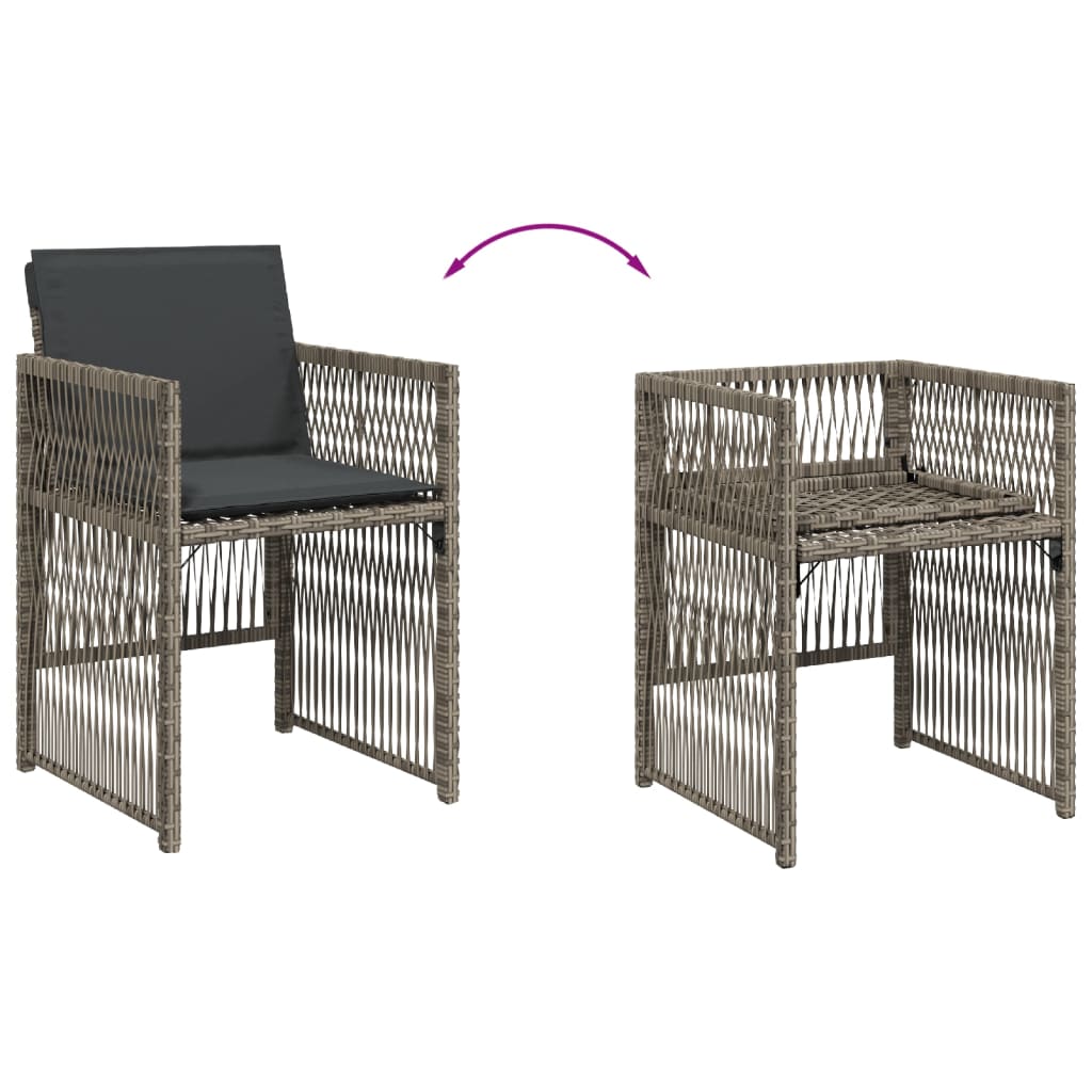 Gartenstühle mit Kissen 4 Stk. Grau Poly Rattan