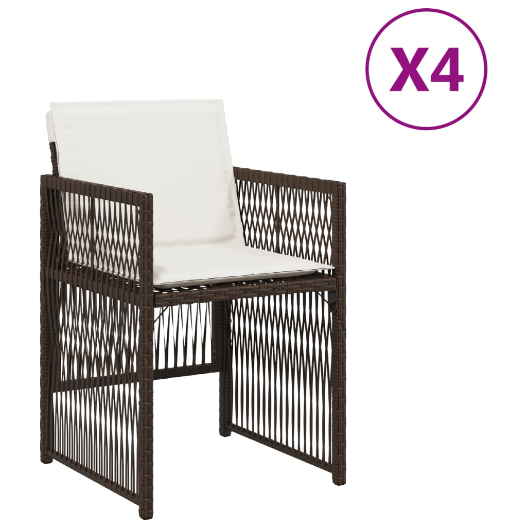 Gartenstühle mit Kissen 4 Stk. Braun Poly Rattan