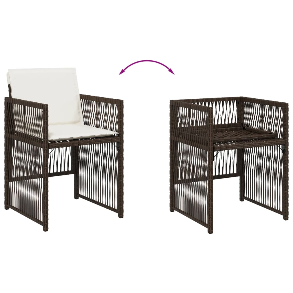 Gartenstühle mit Kissen 4 Stk. Braun Poly Rattan