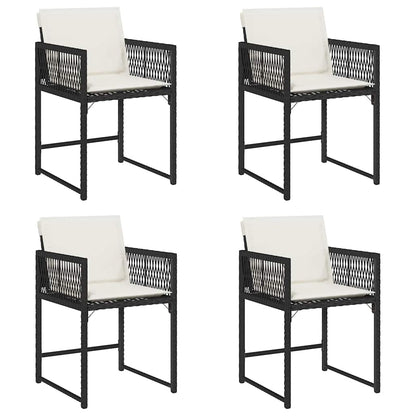 Gartenstühle mit Kissen 4 Stk. Schwarz Poly Rattan