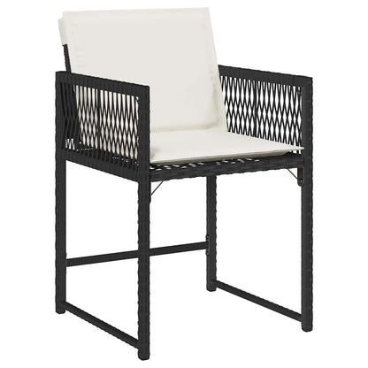 Gartenstühle mit Kissen 4 Stk. Schwarz Poly Rattan