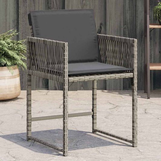 Gartenstühle mit Kissen 4 Stk. Grau Poly Rattan