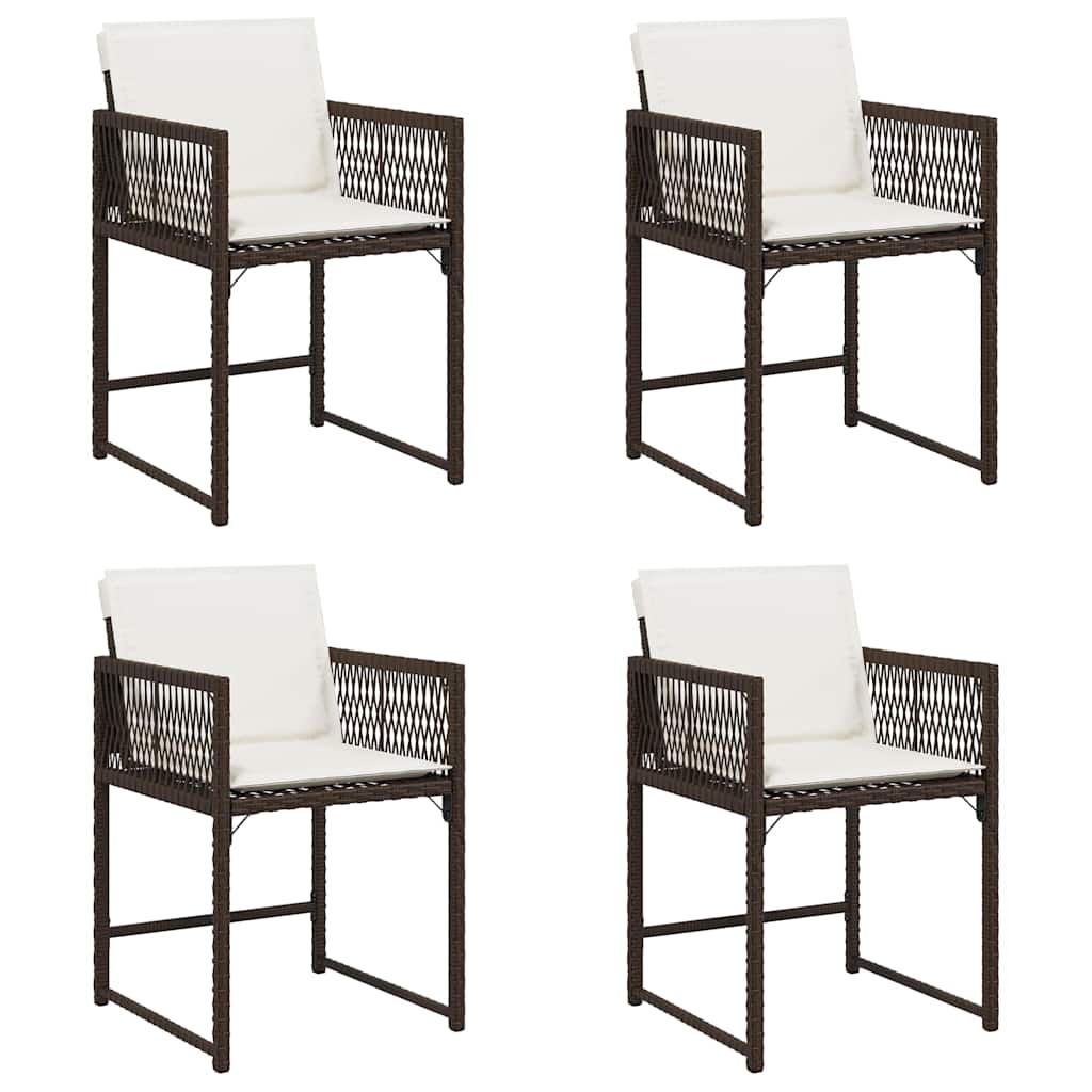 Gartenstühle mit Kissen 4 Stk. Braun Poly Rattan