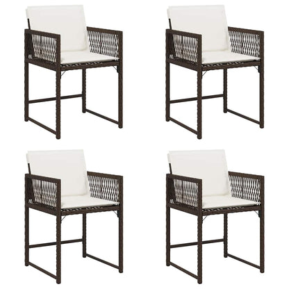 Gartenstühle mit Kissen 4 Stk. Braun Poly Rattan