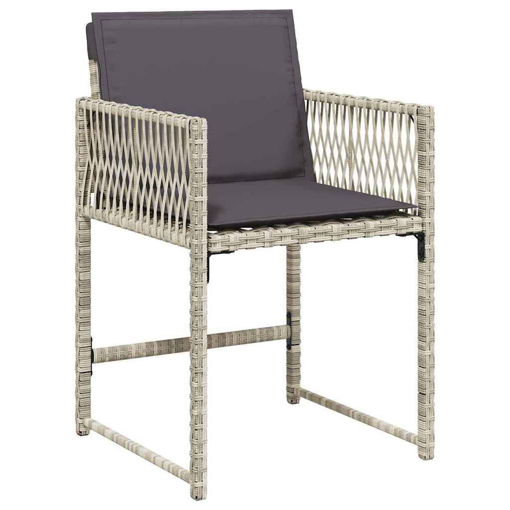 Gartenstühle mit Kissen 4 Stk. Hellgrau Poly Rattan
