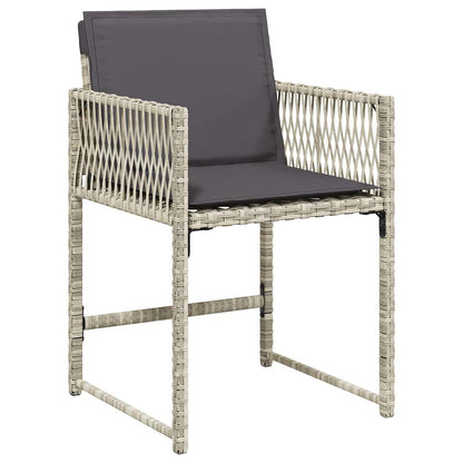 Gartenstühle mit Kissen 4 Stk. Hellgrau Poly Rattan