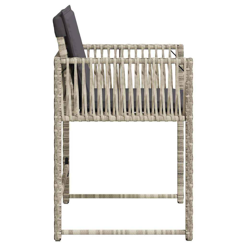 Gartenstühle mit Kissen 4 Stk. Hellgrau Poly Rattan