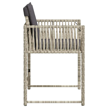 Gartenstühle mit Kissen 4 Stk. Hellgrau Poly Rattan