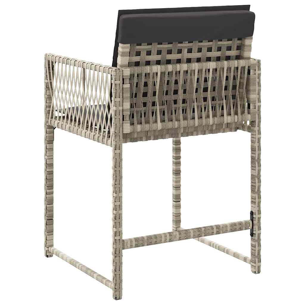 Gartenstühle mit Kissen 4 Stk. Hellgrau Poly Rattan