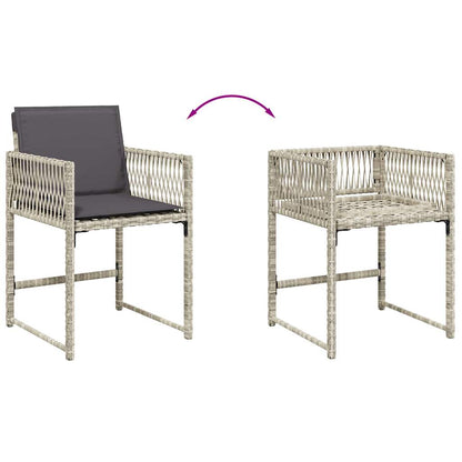 Gartenstühle mit Kissen 4 Stk. Hellgrau Poly Rattan