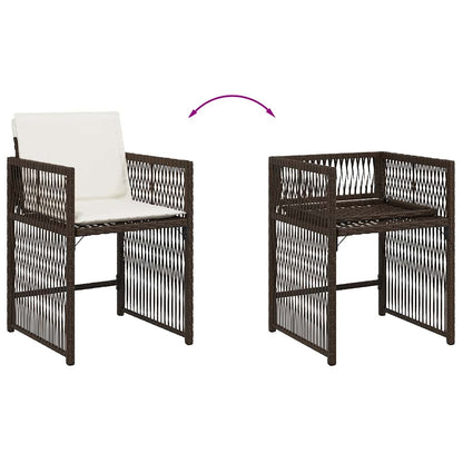 Gartenstühle mit Kissen 4 Stk. Braun Poly Rattan
