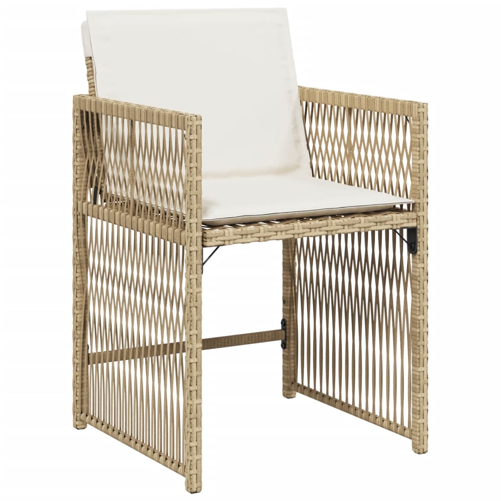Gartenstühle mit Kissen 4 Stk. Beige Poly Rattan