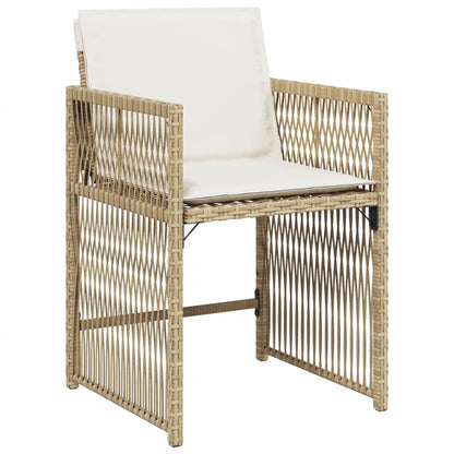 Gartenstühle mit Kissen 4 Stk. Beige Poly Rattan