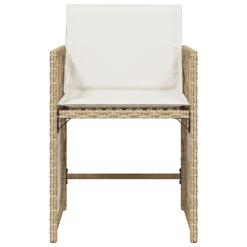 Gartenstühle mit Kissen 4 Stk. Beige Poly Rattan